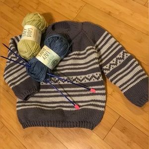 Handmade gray striped sweater for toddler